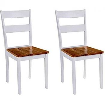 VidaXL Sedie da Pranzo 2 pz Bianche in Legno di Hevea