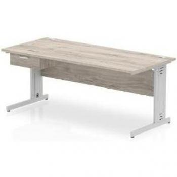 Impulse 1800 x 800mm Straight Office Desk with Grey Oak Top