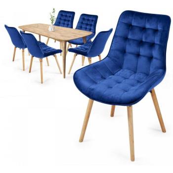 Sedie Blu in Velluto per Camera e Cucina