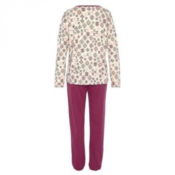 Pyjama VIVANCE DREAMS Gr. 48/50, rot (burgunder, gemustert), Damen, Obermaterial: 60% Baumwolle, 40% Polyester, Homewear-Sets, mit grafisch-floralem Alloverdruck