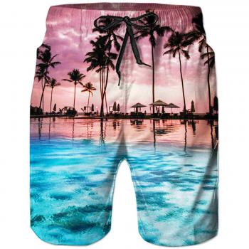 AIDEAONE Herren Badeshorts „Flamingo Party“