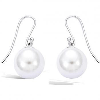 Elegant Perla White Silver Earrings