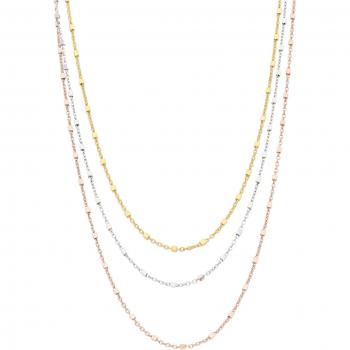 FIRETTI Damenkette 3‑Reihe – 45 cm, Silber 925, tricolor Design
