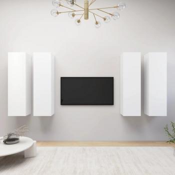 Mobili Porta TV 4pz Bianchi in Legno Multistrato 30,5x30x110 cm