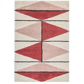 Multifarbiger Baumwollteppich 140 x 200 cm geometrisches Muster kurzflorig