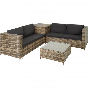 Rattan Lounge Set Siena für 4 Personen mit Aufbewahrungsbox und bequemen Kissen
