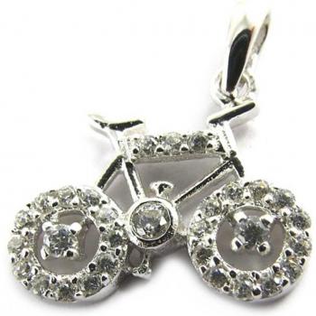 Colgante de Plata 'Ciclismo' Blanco