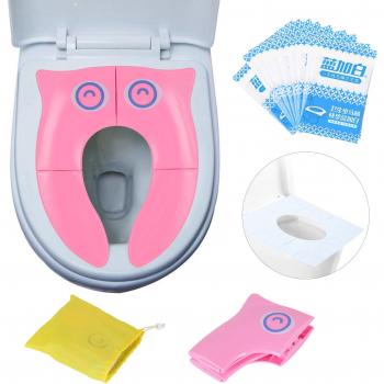 Sedile WC Portatile Pieghevole Riutilizzabile Per Bambini Per Addestramento All'uso Del Toilette Con: Sedile WC Usabile e Riciclabile 10 PCS (Fan)