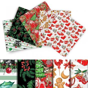 David 5-Pack Christmas Patchwork Fabric