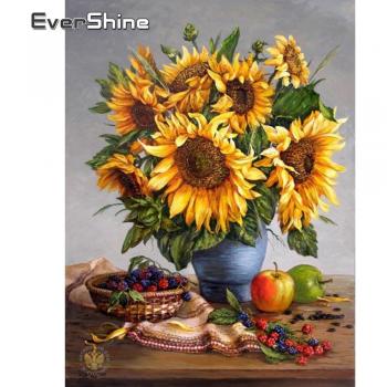 Punto de Cruz con Diamantes Girasoles
