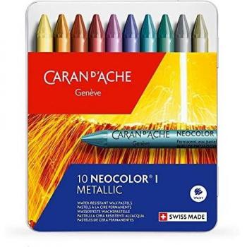 Caran d'Ache Neocolor I tin of 10 Water-Resistant Wax Pastels