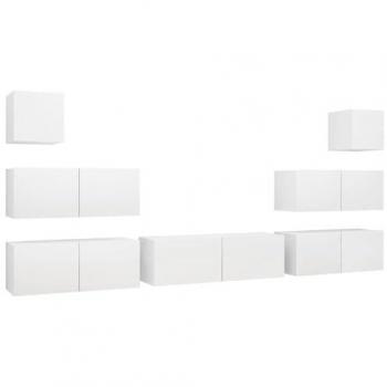 Set de muebles para sala y dormitorio: buffet, TV y aparador en blanco