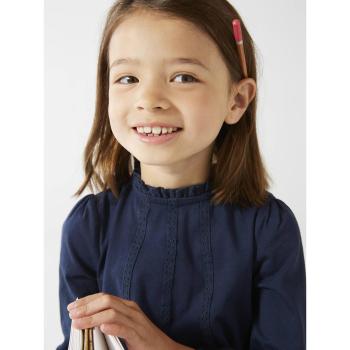 Blusa estilo camiseta niña azul con macramé