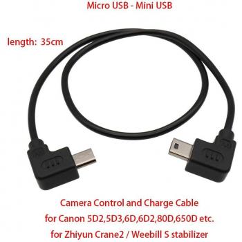 Weebill S con Cable de Control 35 cm, Mini‑USB y Micro‑USB – Estabilizador Zhiyun Crane 2 para Canon 5D/5DII/5DIII/6D/80D