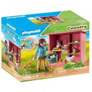 Playmobil 71308 Pollaio con Gallo, Galline e Pulcini, Giocattolo per Bambini dai 4 Anni in su