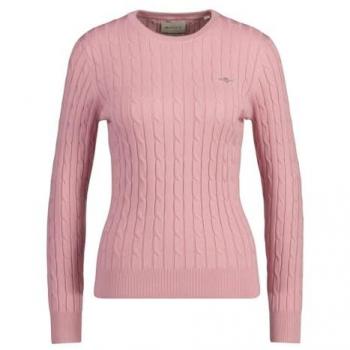 GANT Damen Strickpullover STRETCH COTTON CABLE C-NECK, XXL, Altrosa