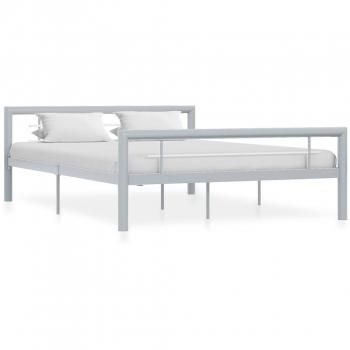 Sommier à Lattes sur Pied – Cadre Gris et Blanc – 120×200 cm