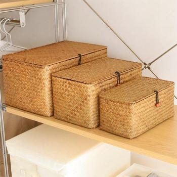 Paniers de rangement en osier tissé LBER, ensemble de 3 tailles