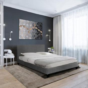 Lit double 140x190 cm (DUBLIN), gris foncé – ensemble matelas + sommier