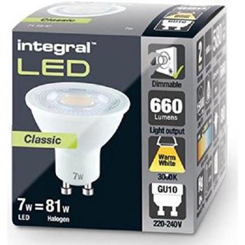 Integral 7W GU10 Warm White Dimmable Energy‑Saving Bulb – ILGU10DD099