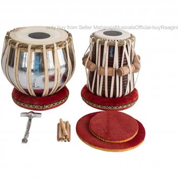 Student Tabla Drum Set, Maharaja Musicals Tabla Drum, Steel Bayan, Finest Dayan with Book, Hammer, Cushions & Cover