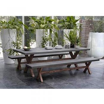 HANS Salon de Jardin en Fibre de Béton et Acacia 8 personnes