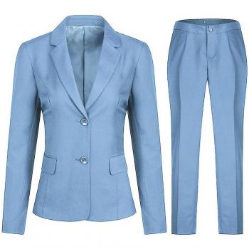 Abrigo y pantalonera de oficina Allthemen, traje entallado azul claro para mujeres, talla XL