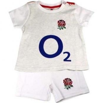 Uniforme de Rugby Infantil Inglaterra RFU Camiseta Conjunto Blanco 6-9m