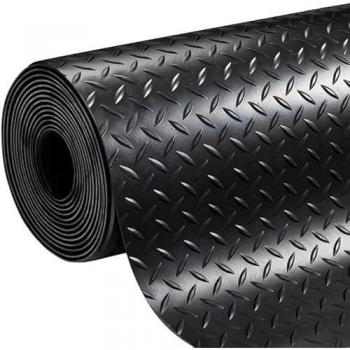 Rouleau de surface EXMA – Caoutchouc noir, 10 m long, 1 m large, 3 mm épais – texture en diamant