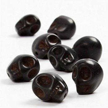 Perles en howlite crâne noir 12 mm