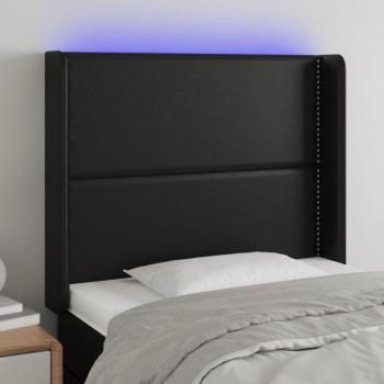 Testiera Nera con Illuminazione Furniture Limited 83x16x118/128 cm