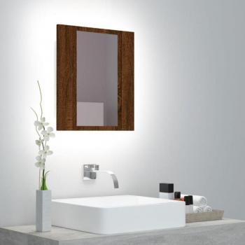 Armario de baño con espejo LED y acabado en roble
