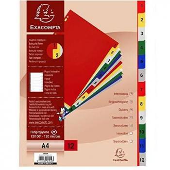 Intercalaire en plastique 12 pièces 1-12 A4 multicolore