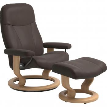 Garda Relaxsessel Set mit Hocker, Classic Base, Eichefarben