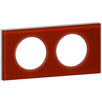 Plaque de finition 2 postes en verre carmin