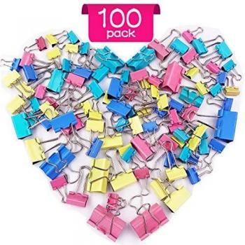 Colorful Bulldog Foldback Clips – 100 Units