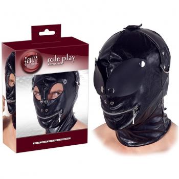 Lederimitat Kopfmaske für Fetischspiele