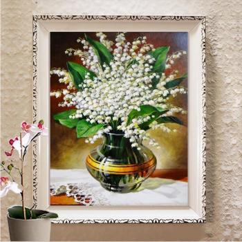 Perles et Diamants : Mosaïque Fleur de Muguet 20×30 cm