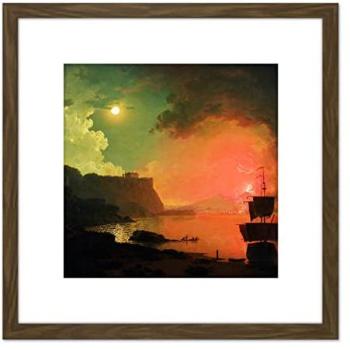 Artery8 Wright Derby Vesuvius – 8x8 Brown‑Wood Framed Picture