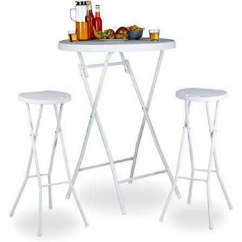 Bastian Stehtisch & Barhocker Set – 3‑teiliges Rattan‑Design, leicht zu transportieren