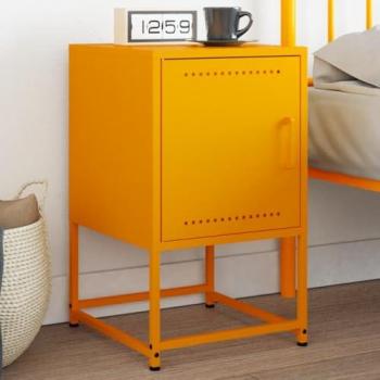 Bedside Cabinet 36x39x60.5 cm Steel Mustard Yellow vidaXL