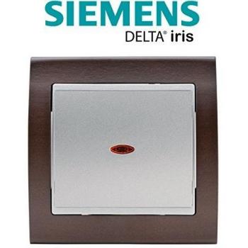 Interrupteur Lumineux Silver Delta Iris Va et Vient + Plaque Wengé Siemens