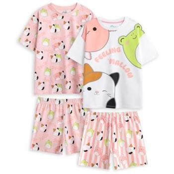 Pink Girls Short Sleeve Pyjama-Set – Vanilla Underground Squishmallows, 100 % Baumwolle, Doppelpack