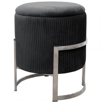 Coussin pouf avec couvercle AKORD Porto – 46 cm, velours noir