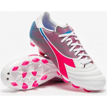 Diadora Brasil Elite FG Bianco/Rosa Fluo/Azzurro Ciano Scarpe da Calcio Uomo