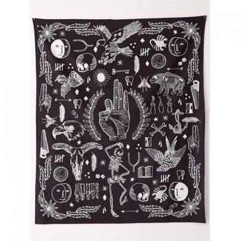 Black and White Eagle Bear Rose Tapestry 145cm x 165cm