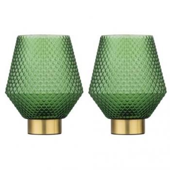 Green Texture Porter Lamp Pair, Battery Powered