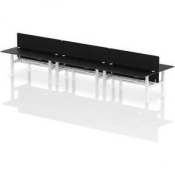 Air 1800 x 800mm Height Adjustable 6 Person Bench Desk Black Top with Cable Port