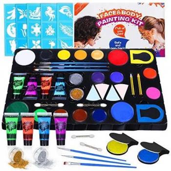 Party Ready Body Art Kit – 16 Colors & Brushes