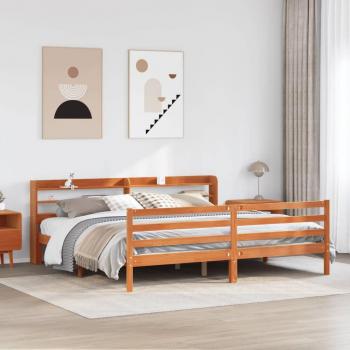 Maison Exclusive – Cama sin Colchón de Pino Macizo Marrón Cera 200×200 cm